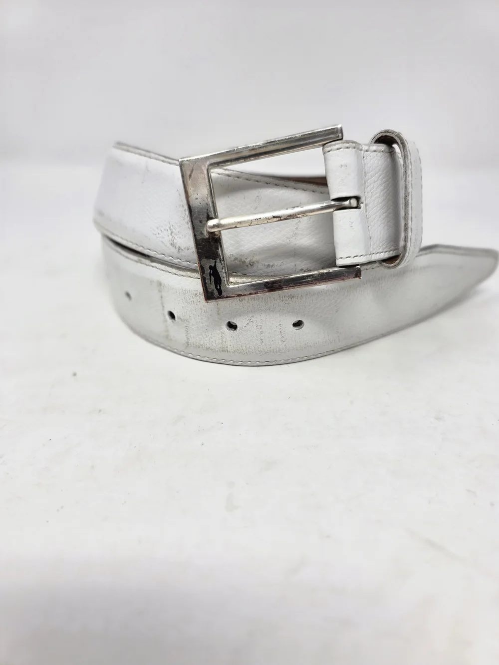 Allen Edmonds Jack Nicklaus Signature Golf Mens White Leather Belt Size 34 USA